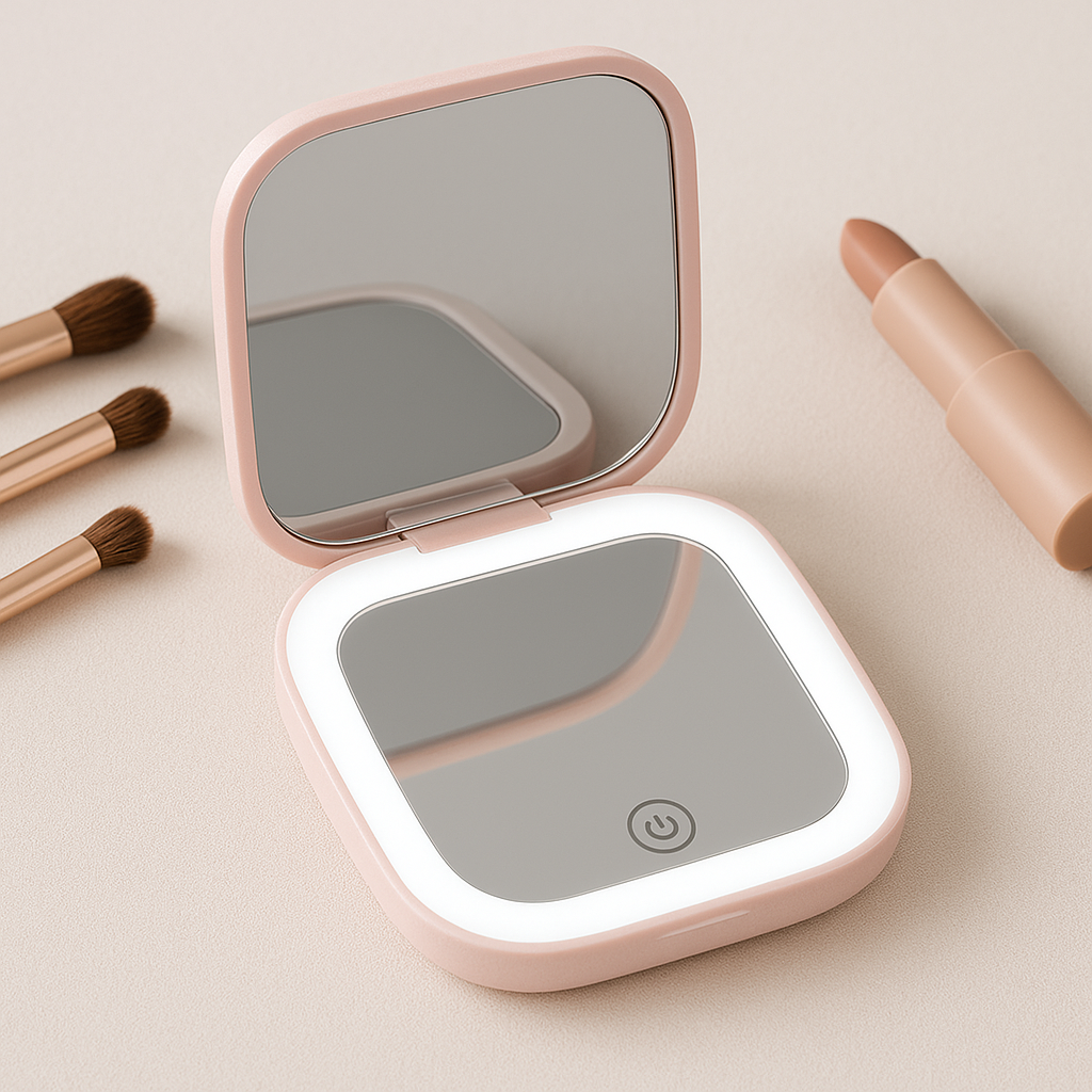 TouchMirror® – Espejo de bolsillo con luz LED recargable