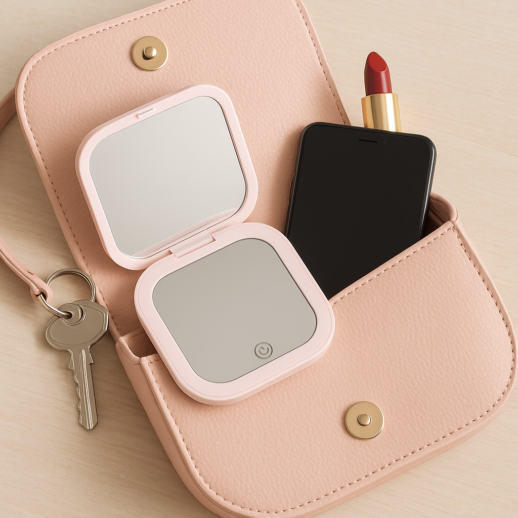 TouchMirror® – Espejo de bolsillo con luz LED recargable